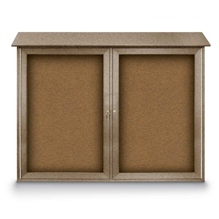 United Visual Products Indoor Enclosed Combo Board, 48"x36", Satin Frame/White Porc & Cinnabar UVCB4836-WHTPORC-CINNABA